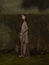 Mutedance 25 Autumn/Winter Flower-dyed Silk Round Neck Layered Long Sleeve Dress MD-MD25FW85-sand (MD25FW84)